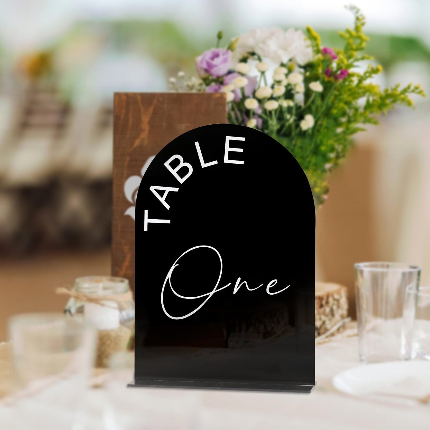 Black Arch Wedding Table Numbers 1-20 with Stands, 5x7 Inch Acrylic Arch Sign with Holder for Wedding Reception Table Centerpiece Decoration