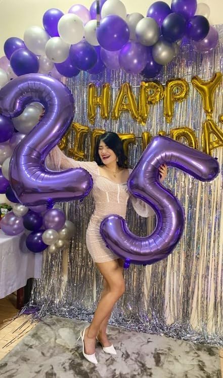 40 Inch Big Purple Number 2 Balloon Birthday Decoration, Number 2 Helium Balloon 12 20 22 23 24 26 28 32 42 Celebration, Boy Girl Baby Anniversary Party Graduations Supplies Decorations