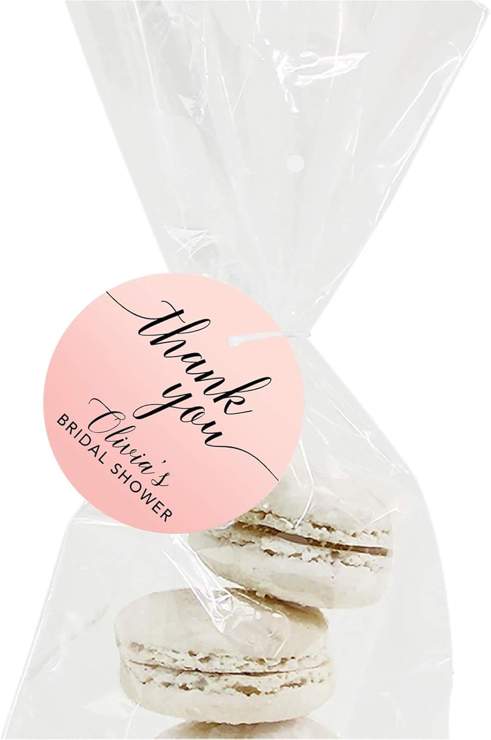 Andaz Press Personalized Blush Pink Rose Elegant Party Collection, Round Circle Tags, Thank You Olivia's Bridal Shower, 24-Pack, Custom Favors Decor