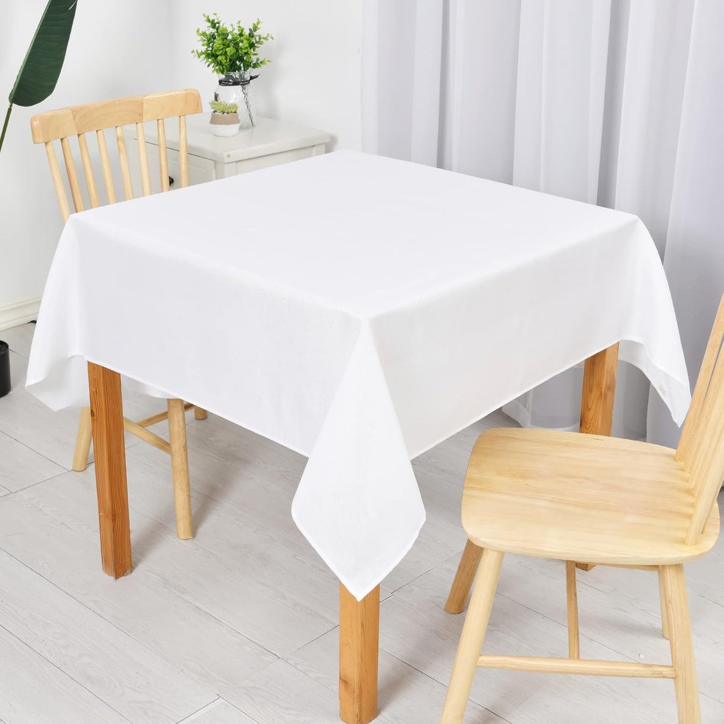 Hiasan Faux Linen Rectangle Tablecloth - Wrinkle and Stain Resistant Washable Table Cloth for Kitchen Dining Room Holiday Table Cover for Dinner, White, 70 x 120 Inch