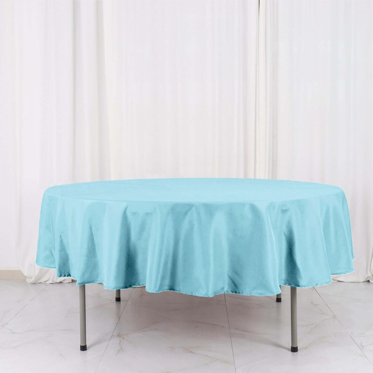 Efavormart Round Tablecloth, 90 Inch Stain & Wrinkle Resistant Washable Table Cloth, Decorative Polyester Fabric Table Cover for Banquet, Wedding, Dining- Light Blue