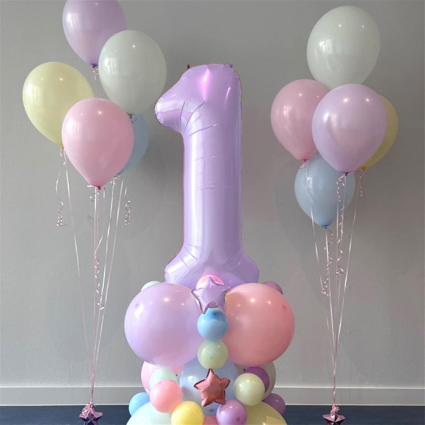 Pastel Purple Birthday Balloon Numbers 12, 40 Inch Giant Light Purple Foil Mylar Number 1 and 2 Helium Balloons for Girls 12th Birthday, Lilac 12 Balloons for Women 21st Anniversary Party Decorations