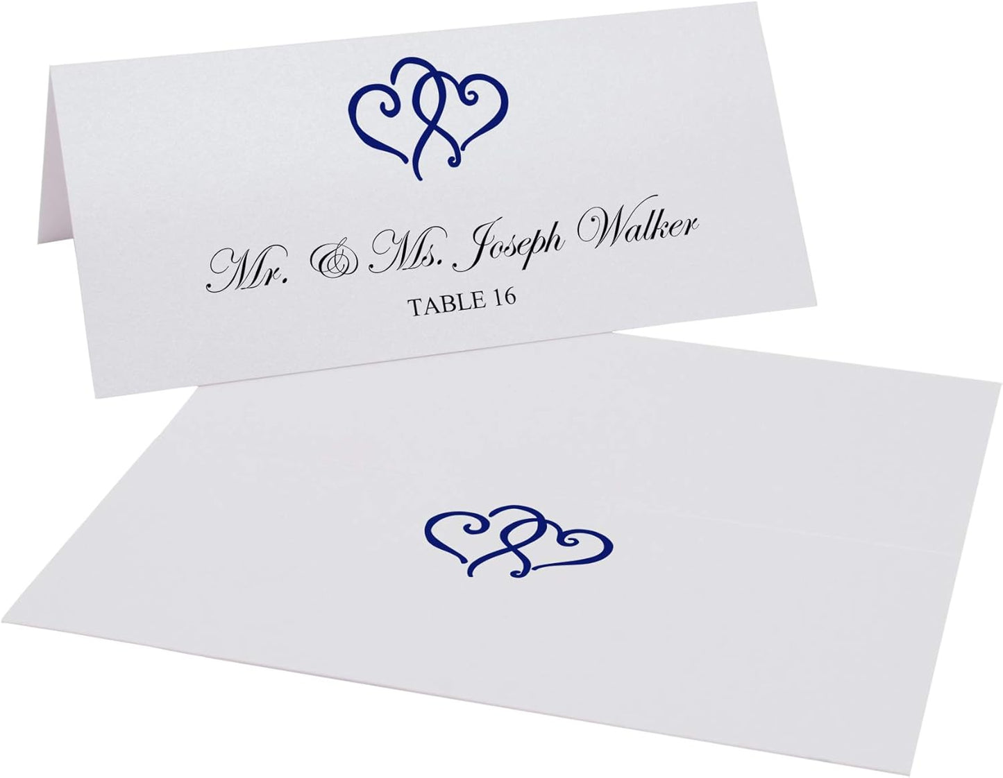 Linked Hearts Place Cards, Navy (Choose Color), Set of 25, Pre-cut and Scored - Wedding, Party, Dinner, and Special Events - Made in the USA
