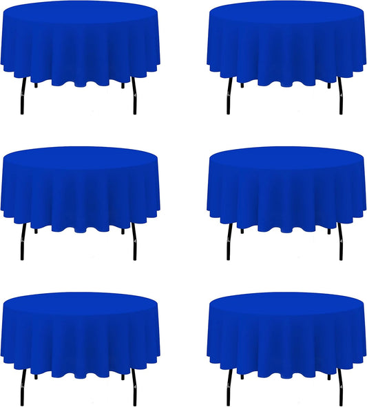 BRILLMAX 6 Pack Royal Blue Round Tablecloths 90 Inch - Circle Bulk Linen Polyester Fabric Washable Table Cloth Cover for Wedding Reception Banquet Birthday Party Buffet Restaurant