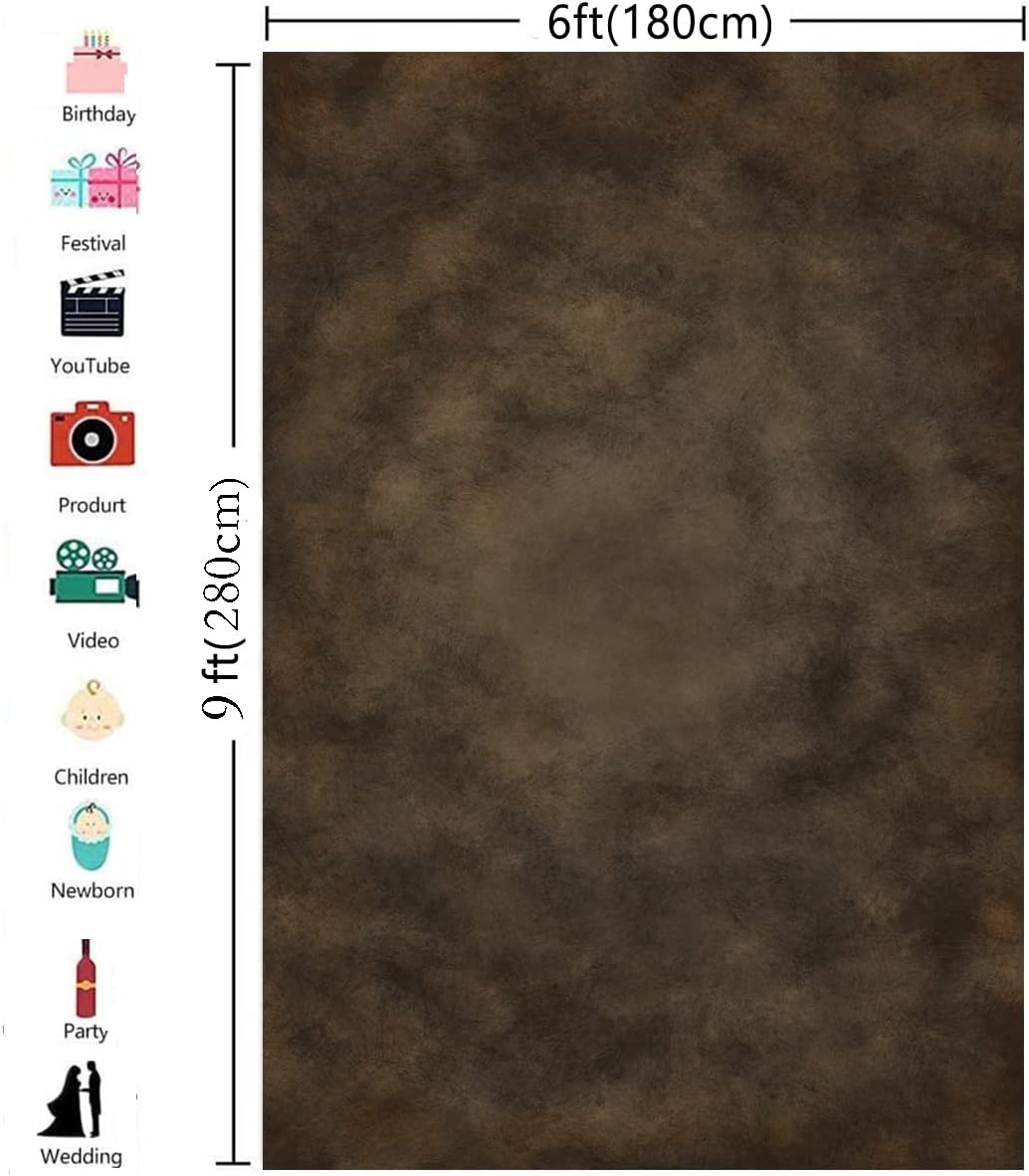 6x9ft Dark Brown Mottled Texture Photography Backdrop for Portrait Photo Studio Prop Abstract Background for Photographyer