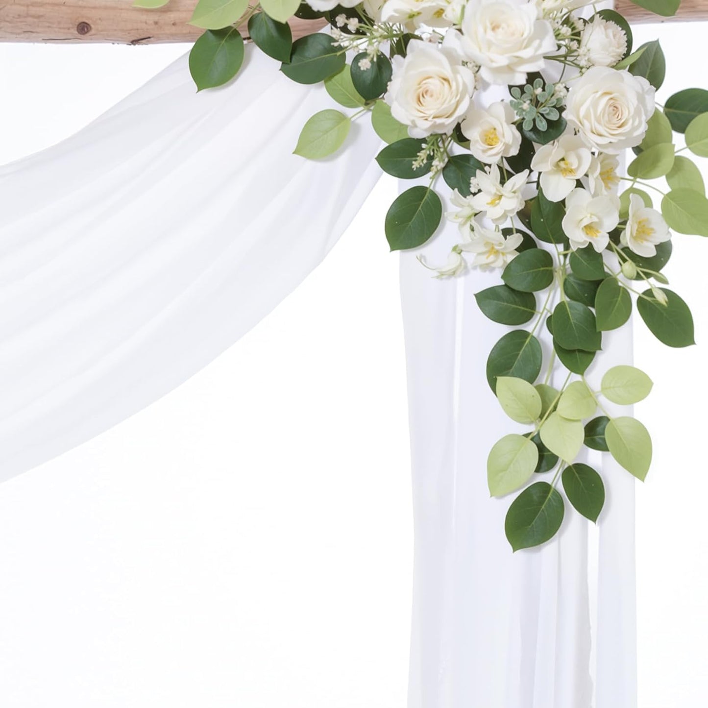 Wedding Arch Draping Fabric,2 Panels 18FT White Wedding Arch Drapes Chiffon Fabric Drapery Arch Decorations for Ceremony Reception Party Ceiling Backdrop