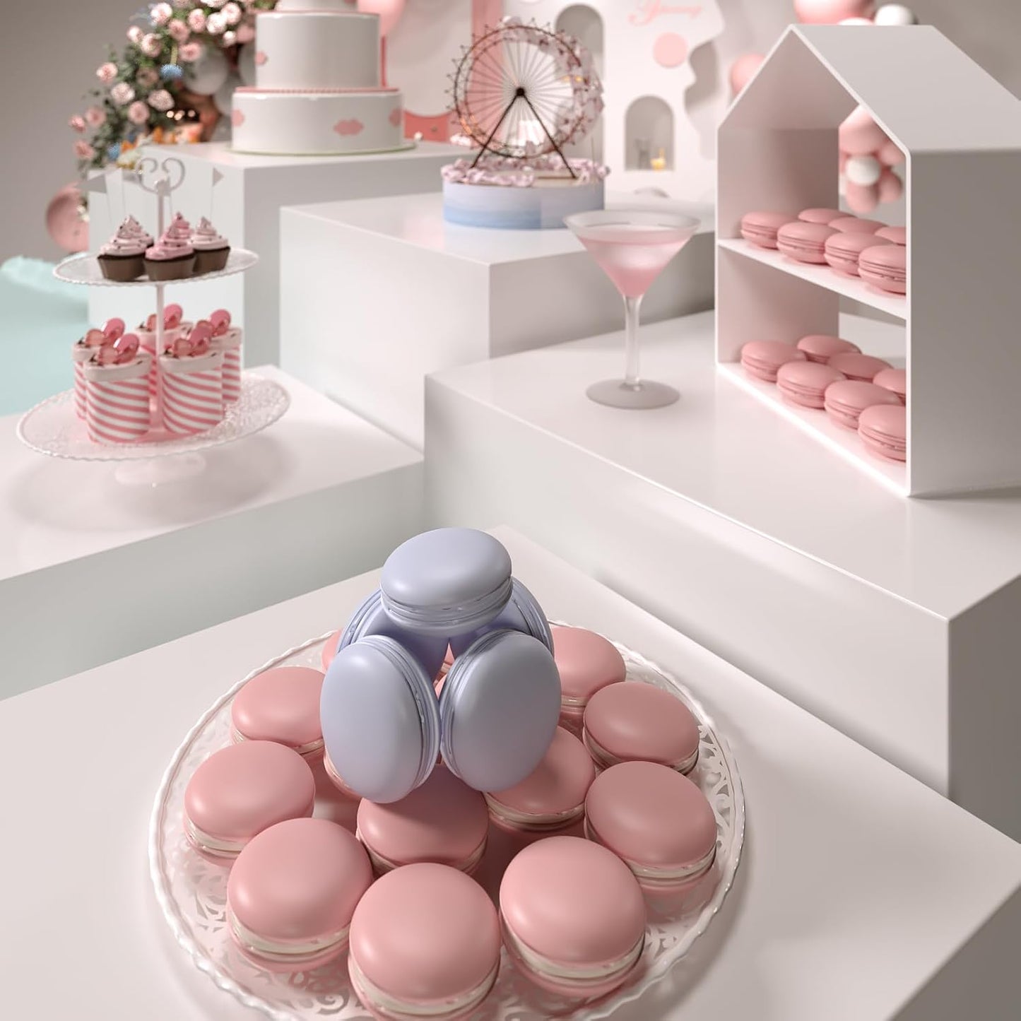 PecMuikee Buffet Risers, Food Risers for Buffet Table, Display Stand Shelf for Catering Dessert Collectibles Jewelry Figures Show, Acrylic Cube Display Nesting Risers with Hollow Bottoms 6PCS