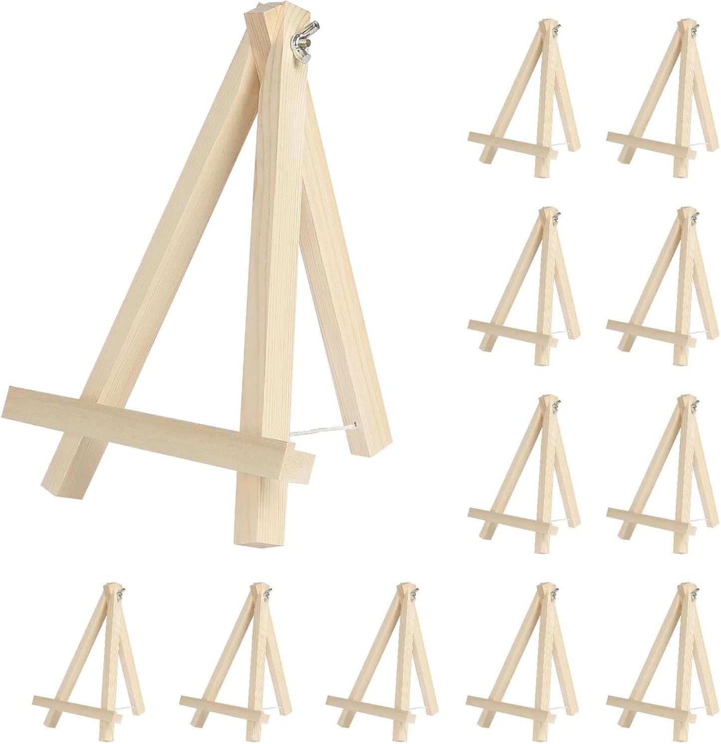 Kinlink 9 Inch Tall Wood Easels for Display Set of 12, Display Easel Tabletop, Painting Easel Stand for Artist Students