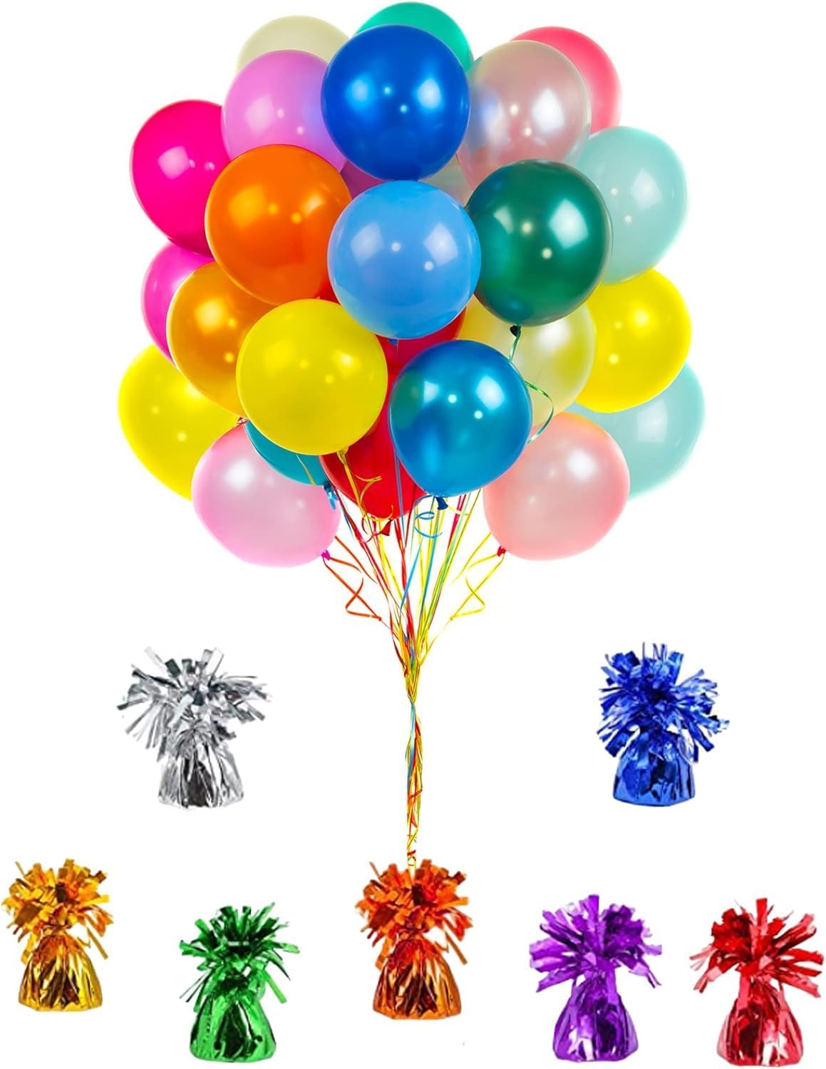 Metallic Balloon Weights, Birthday Party Favors, Novelty and Gag Gifts, 5.5" Inches, 6-Pack (Blue)
