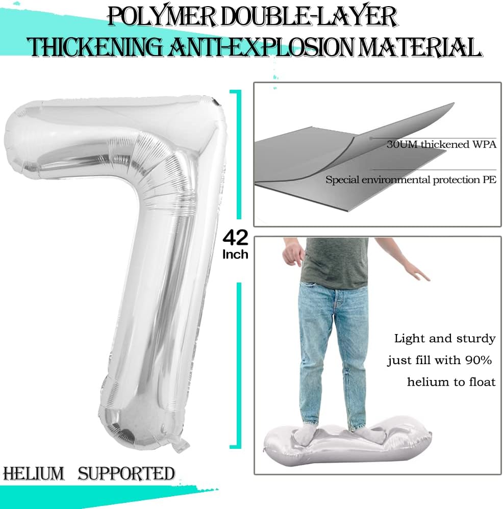 GOER Number 17 Balloons for 17th Birthday Sweet 17 Party Decorations,42 Inch Jumbo Foil Helium 71 Balloons for 71st Birthday Party Decoration (Silver)