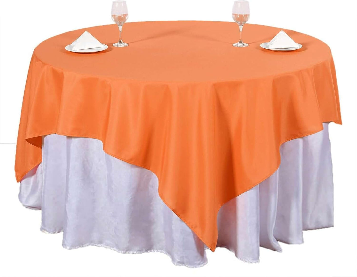 Efavormart 70" Premium Square Polyester Tablecloth for Wedding Kitchen Dining Events - Orange
