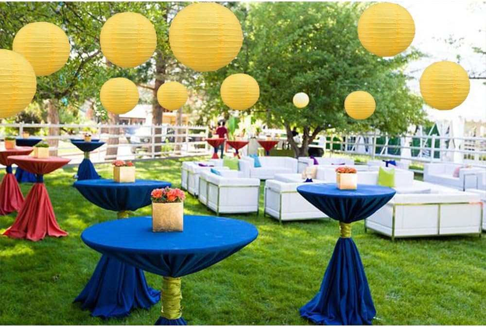 BEISHIDA 6-Inch Yellow Round Paper Lanterns Decorative Hanging Asia Chinese Japanese Paper Lanterns Lamp for Birthday Halloween Wedding Baby Bridal Shower Fall Home Decor Party Decoration（6 Packs）