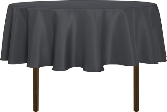 sancua Round Tablecloth - 70 Inch - Water Resistant Spill Proof Washable Polyester Table Cloth Decorative Fabric Table Cover for Dining Tables, Buffet Parties and Camping, Grey