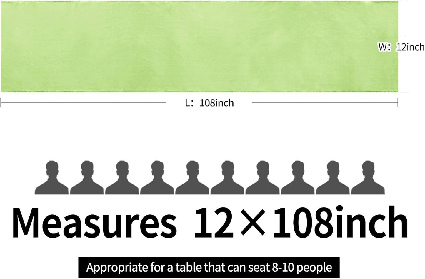 5-Pack Satin Table Runner Light Green 12 x 108 inches Long, Table Runners for Wedding, Birthday Parties, Banquets Decorations（5 Pack, 12x108 Inch, Light Green）