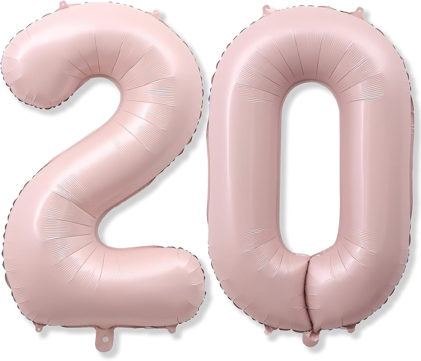 Pastel Pink 20 Balloon Number for Girls, 40'' Self Inflating Number 20 Balloons, Big Light Blush Pink Foil 2 & 0 Helium Balloon 20 for Women Boho Coquette 20th Birthday Party Anniversary Decorations