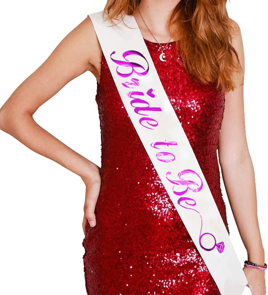 KETAOO Bride to Be Sash, Hot Pink Bachelorette Sash for Bridal Shower Favors Engagement or Wedding Party Accessories Hen Night Gifts