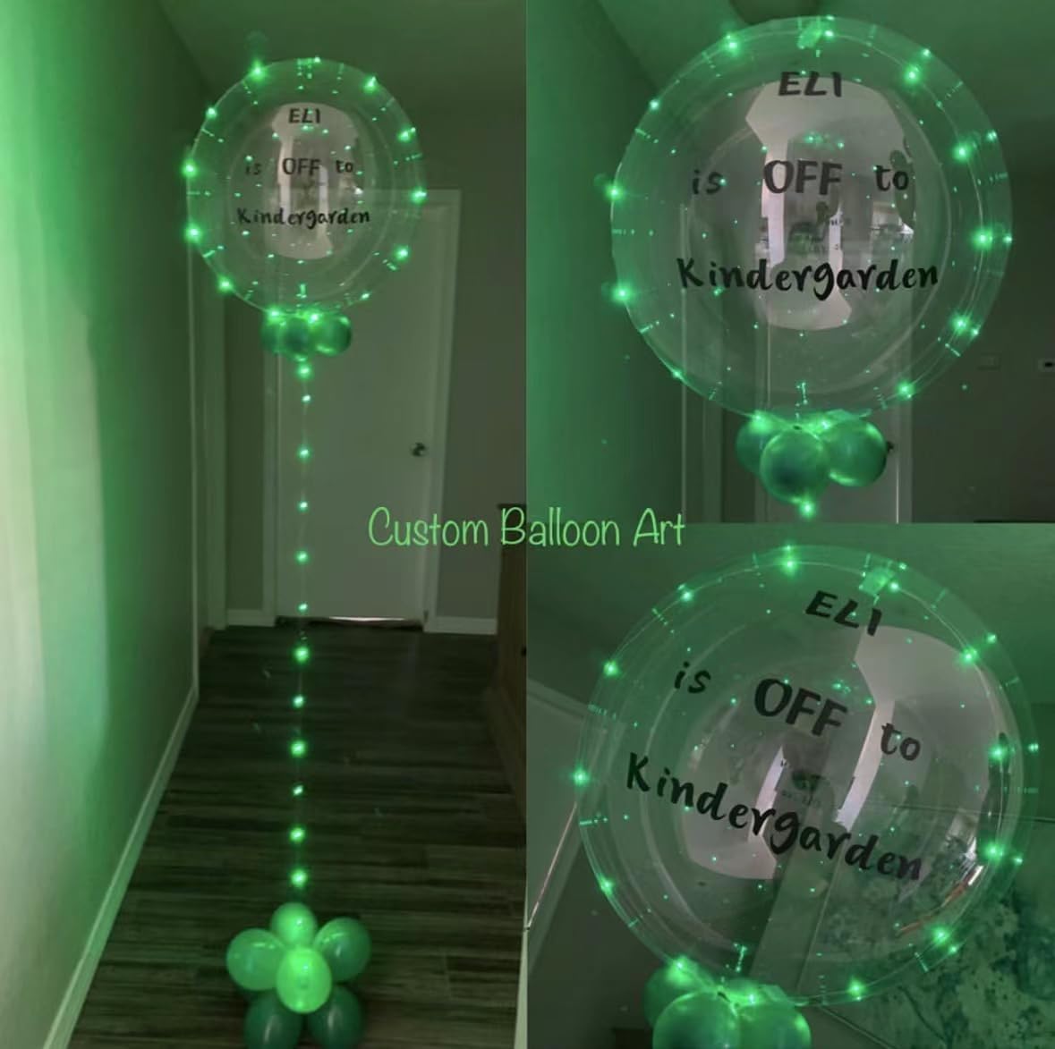 LED Balloons Light Up - Clear, Transparent, Green with Battery for Party, Birthday, Anniversary, Wedding