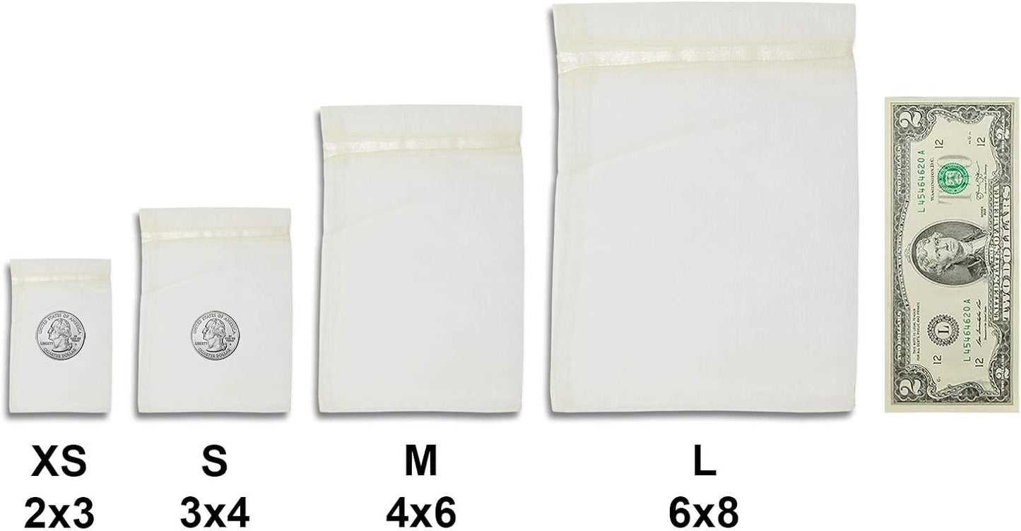 TheDisplayGuys 48-Pack 2" x 2-3/4" Cream/Beige Sheer Organza Gift Bags with Drawstring, Jewelry Candy Treat Wedding Party Favors Mesh Pouch