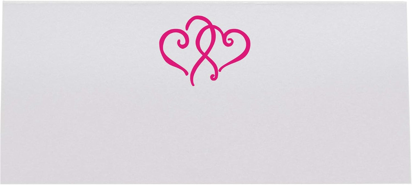 Linked Hearts Printable Place Cards, Fuschia (Choose Color), Set of 60 (10 Sheets), Laser & Inkjet Printers - Wedding, Party, Dinner, and Special Events - Made in the USA