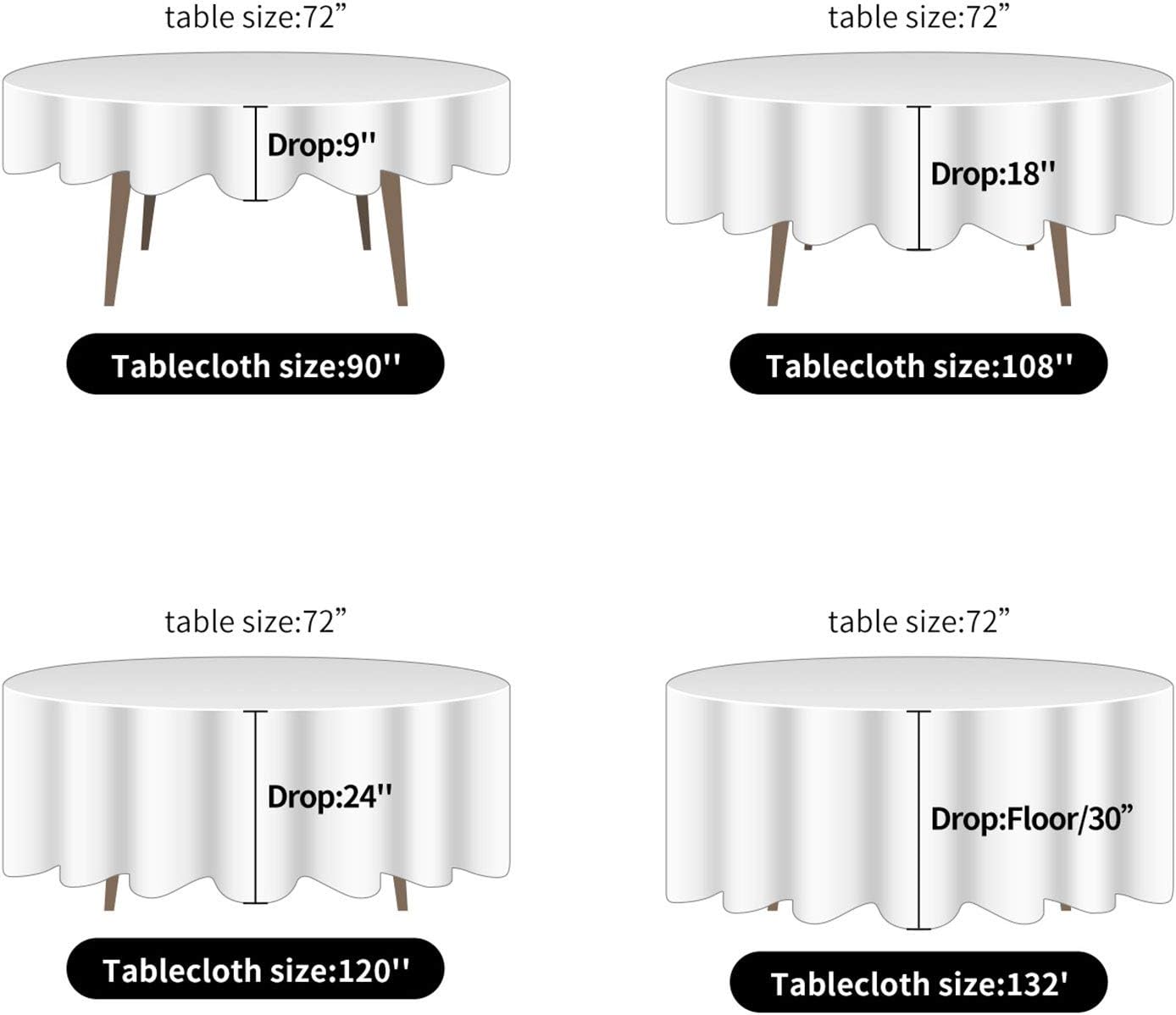 Ascoza 2pack 108 Inch Yellow Round Tablecloth in Washable Polyester Fabric for Wedding/Banquet/Restaurant/Parties…