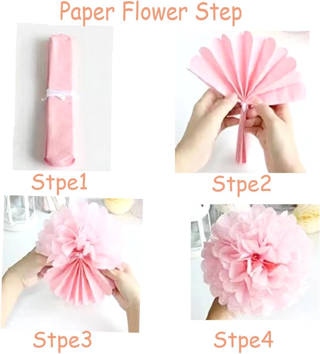 Yangeey 12pcs 8in 10in Paper Pom Poms Orange Tissue Paper Flower Hanging Paper Flower Balls Wedding Party Flower Decorations DIY Art Craft Blooms for Birthday Baby shower nursery decor