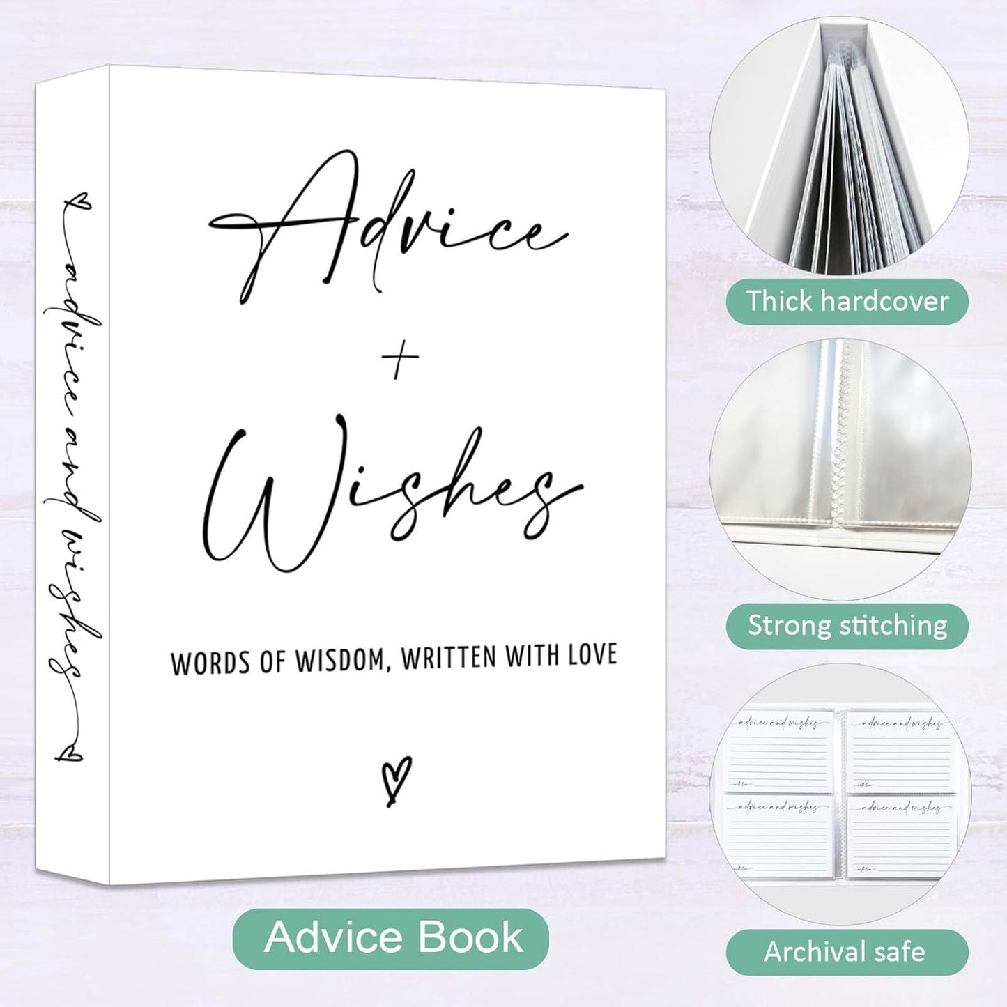 Advice and Wishes Cards Album, Baby Shower Advice Cards Book, Wedding Advice Card Guest Book Well Wishes Card for Bridal Shower, Mr and Mrs, Retirement, Graduation, Birthday