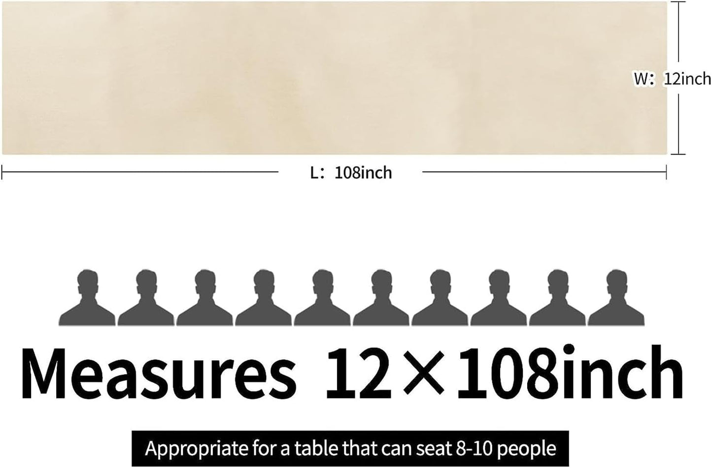 5-Pack Satin Table Runner Champagne 12 x 108 inches Long, Table Runners for Wedding, Birthday Parties, Banquets Decorations（5 Pack, 12x108 Inch, Champagne