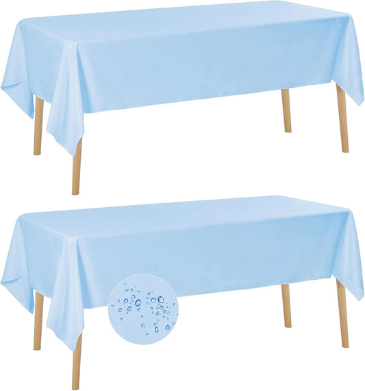 Fokitut 2 Pack Waterproof Rectangle Tablecloth, 60x120 Inch,Stain Resistant and Wrinkle Polyester Table Cloth, Fabric Table Cover for Kitchen Dining, Wedding, Party, Holiday Dinner-Blue Mist