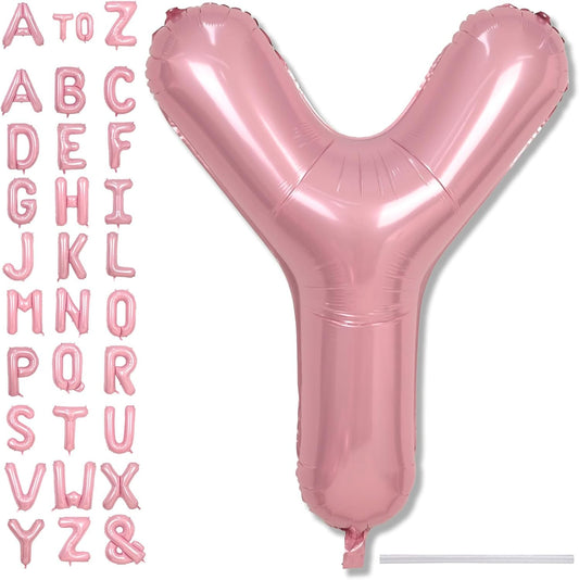 Giant Letter Y Foil Balloon Baby Pink, Pastel Pink Inflatable Word Balloon Y Alphabet Birthday Decor, 40 Inch Pearl Pink A-Z Custom Alphabet Balloons for Girls Baby Shower Party Decoration Supplies