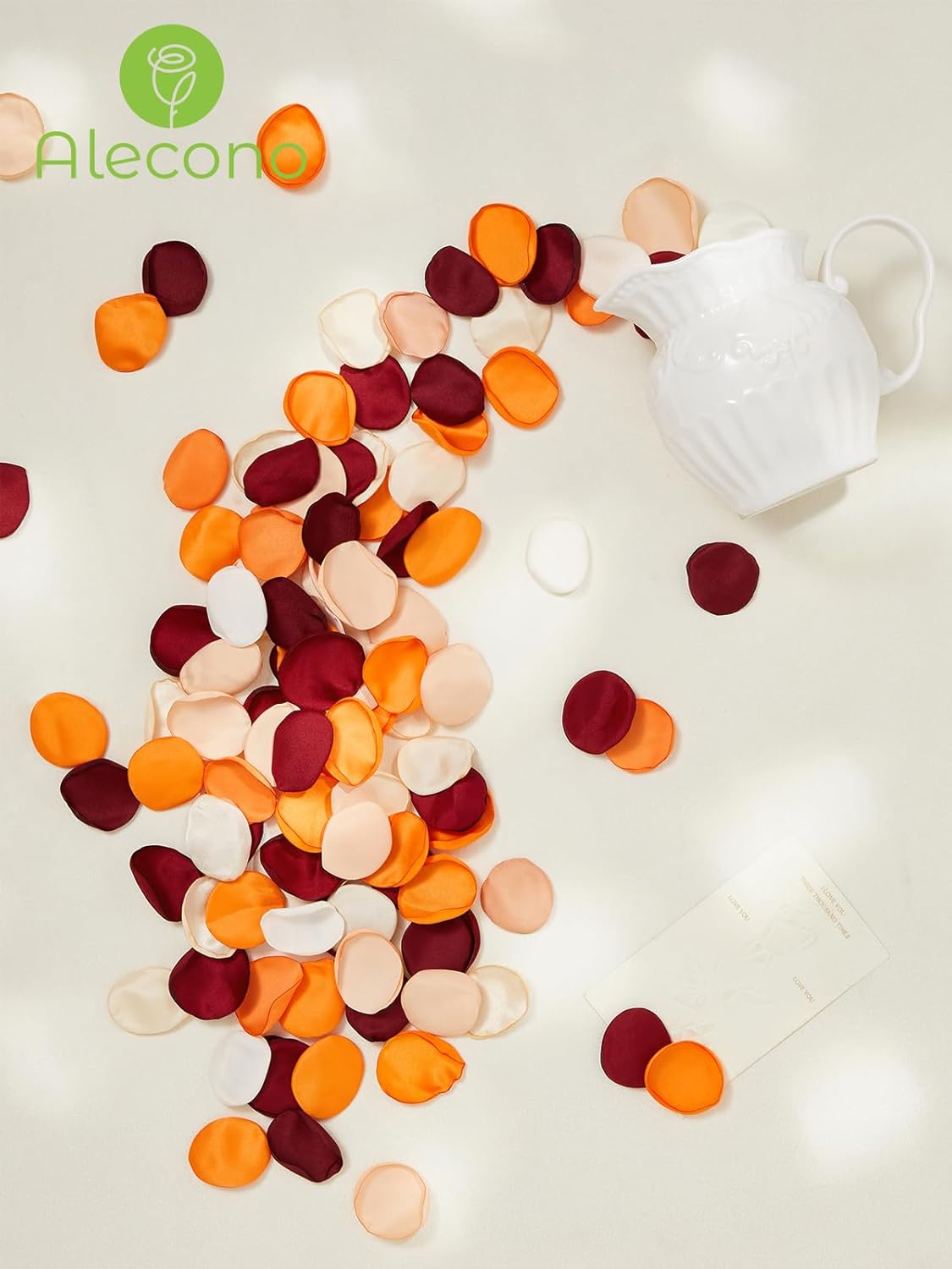 Alecono 𝟲𝟬𝟬𝙋𝙘𝙨 Silk Rose Petals, Faux Rose Flower Petals Bulk for Wedding Flower Girl, Fall Orange Fake Silk Petals Artificial Flower Petals for Bridal Shower