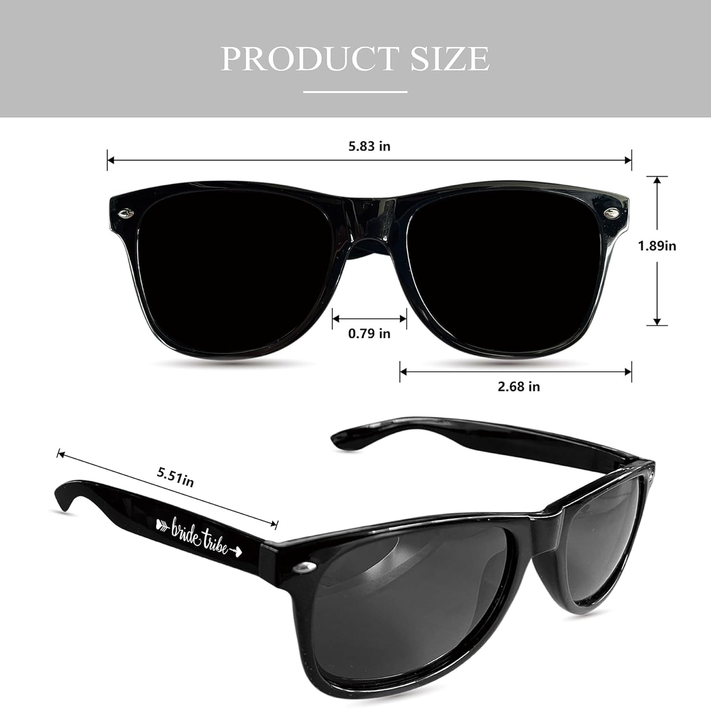 LADY&HOME 10 Pack Bachelorette Party Sunglasses Favors, Bridesmaid and Bride Tribe Sunglasses for Bridal Party, Bridal Shower(Black)