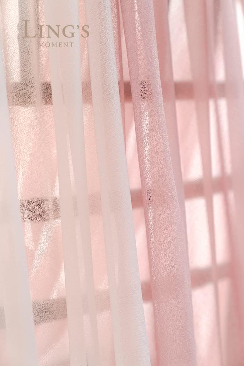 Ling's Moment Sheer Chiffon Table Cloth & Runner Set for 3x4ft Rectangle Table Decor in Dusty Rose & Blush for Wedding Reception and Parties