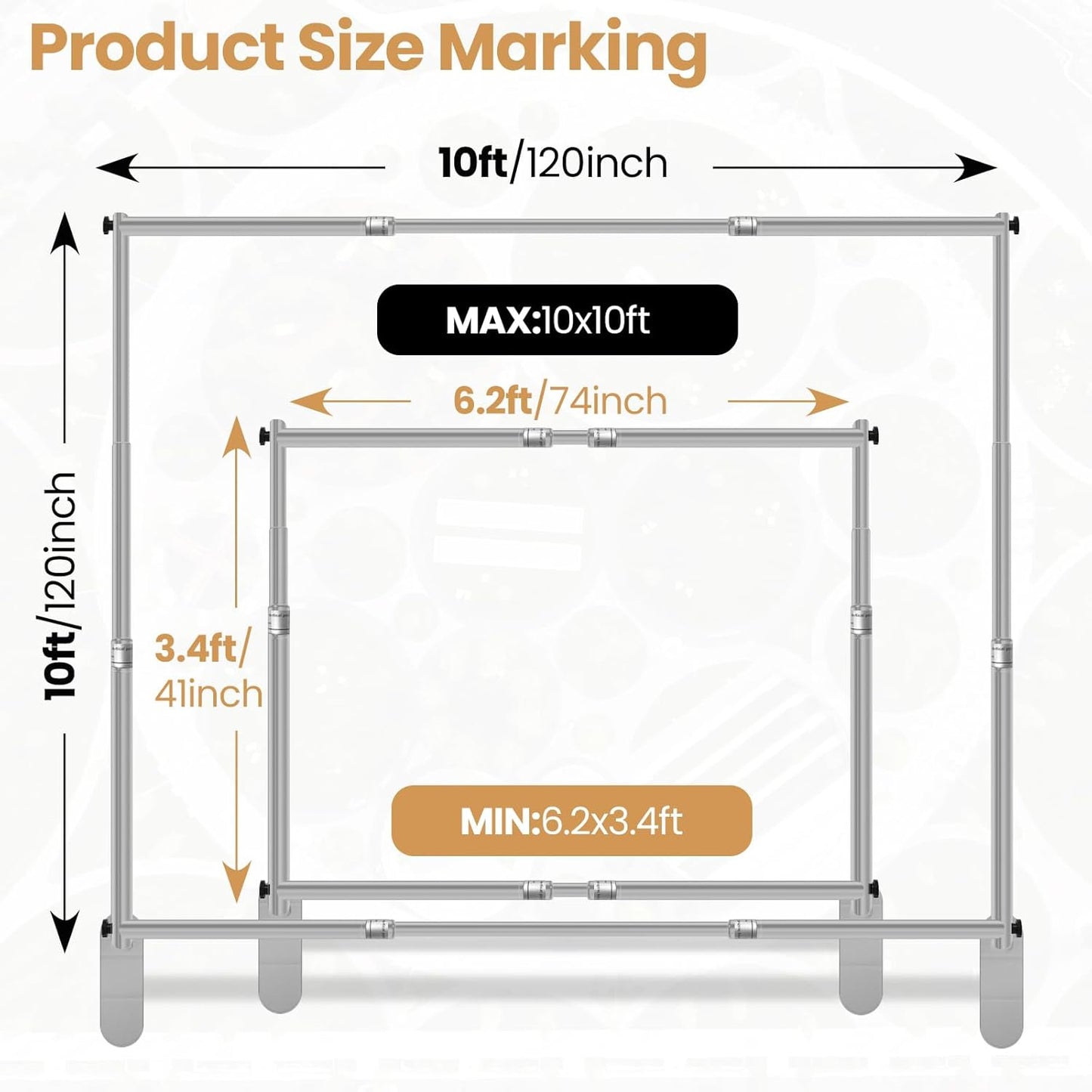Jiang&Rong 10x10ft Heavy Duty Backdrop Stand Kit - Adjustable Step and Repeat Photo Banner Stand for Photography, Trade Shows, Photo Booths, Events(Silver)