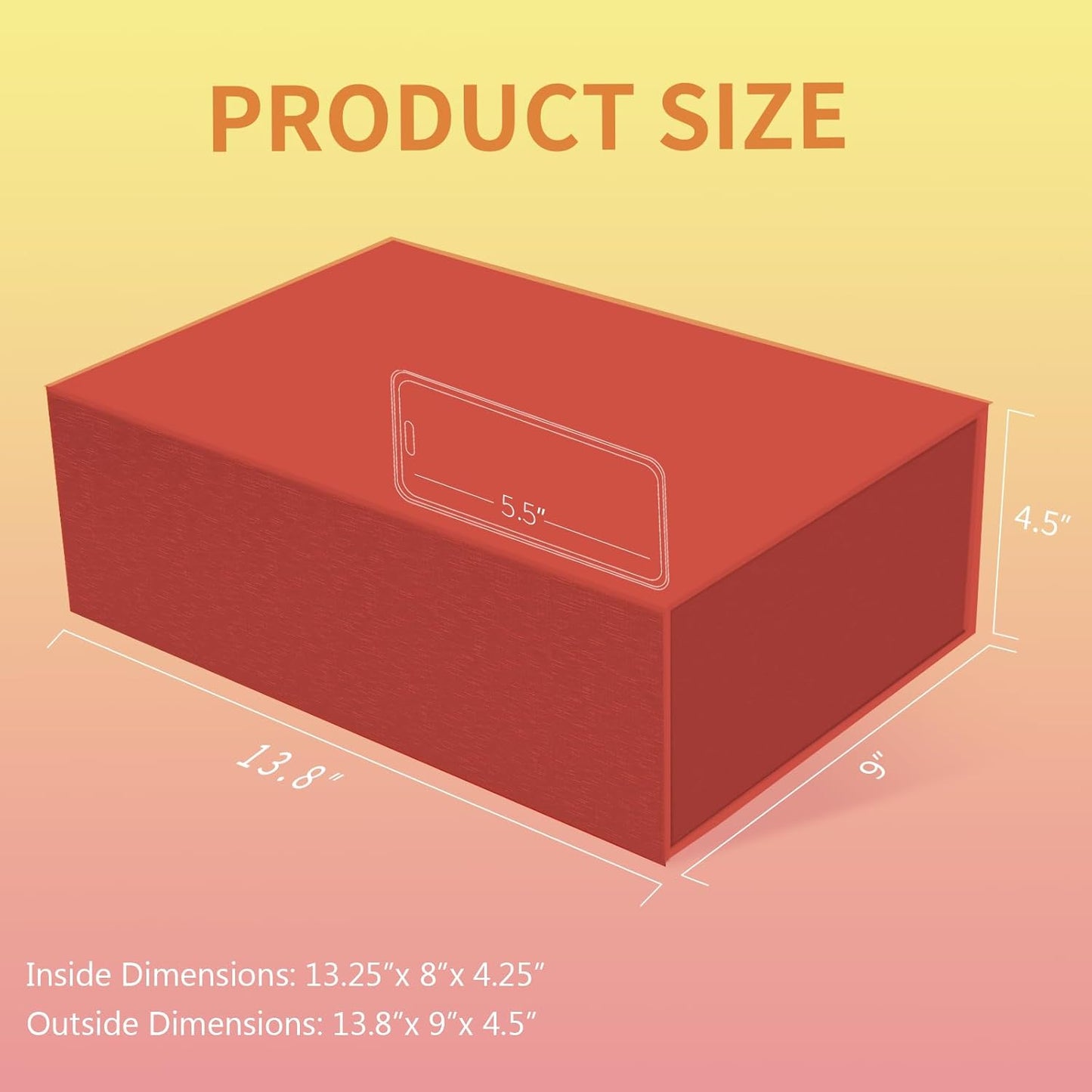 Rinrda Large Red Gift Box,13.75"x9"x4.5", Gift Boxes with Magnetic Lids for Presents Closure Gift Packing for Birthday,Christmas, Halloween,Wedding,Bridal Gifts,Mother's Day Gift Packging