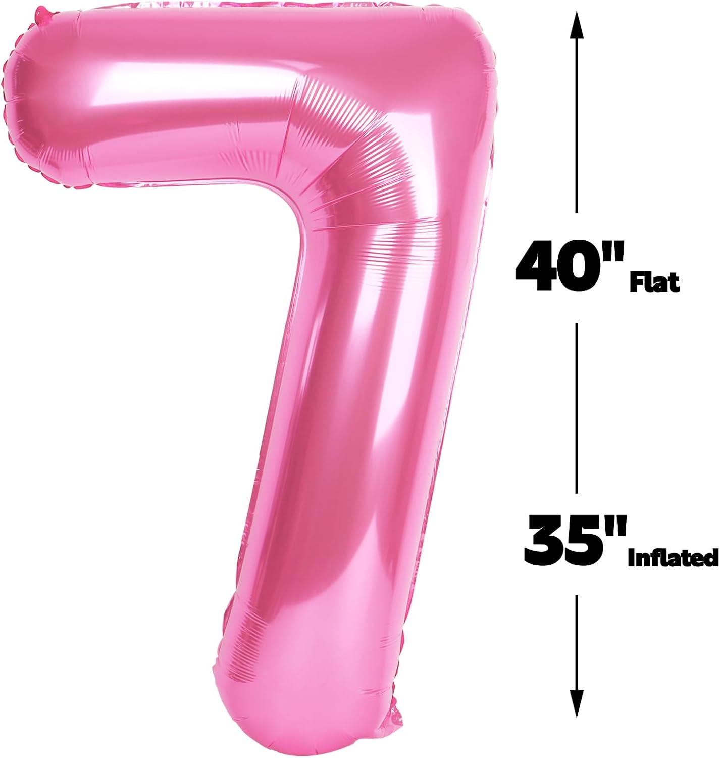 Pink Number 7 Birthday Balloon 40 Inch, Digital Balloons for 7 17 27 70 77 Party Celebration Decorations Supplies, Mylar Foil Numbers Balloon for Seven Wedding Anniversary