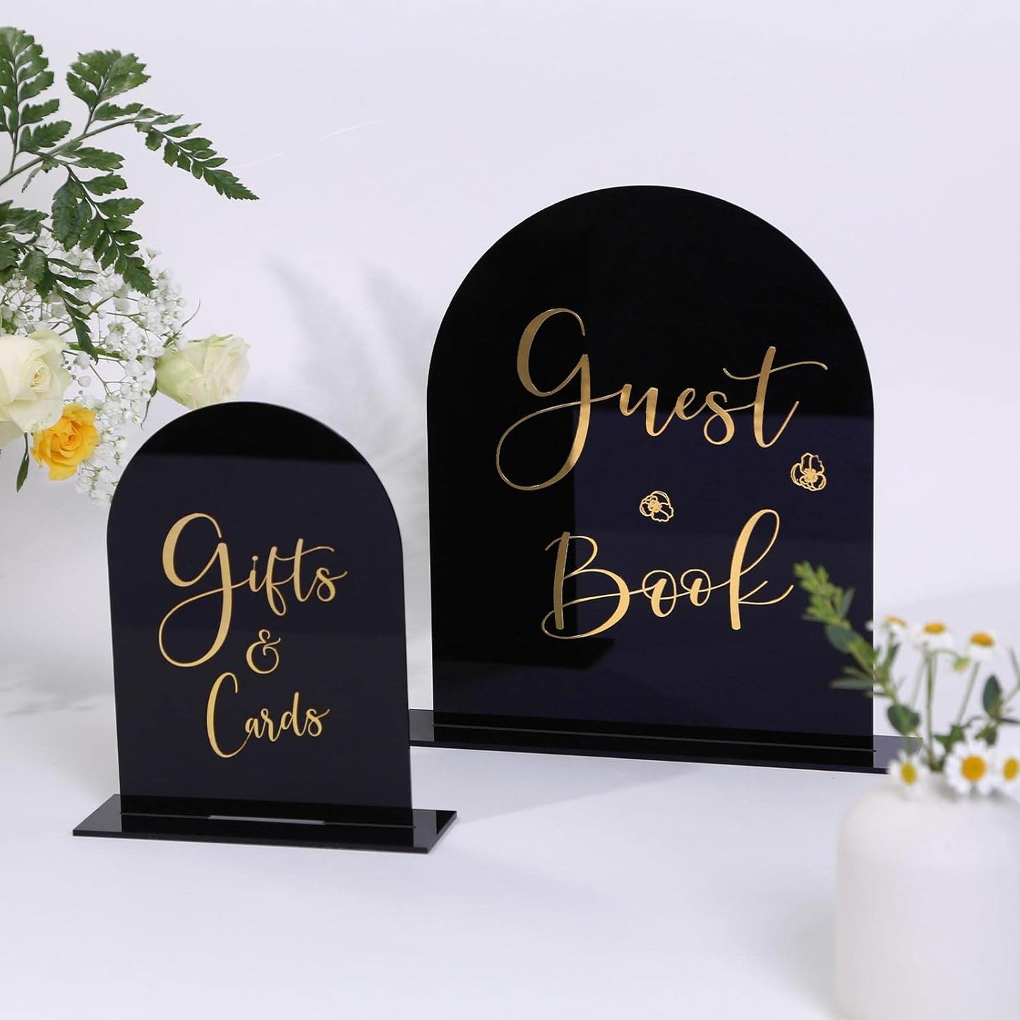 UNIQOOO 10 Set Black Acrylic Arch Table Sign With Holders, 8x10 in Wedding Table Numbers, 1/8 in Thick, DIY Blank Arched Acrylic Sign for Wedding reception, Centerpiece, Decoration, Event