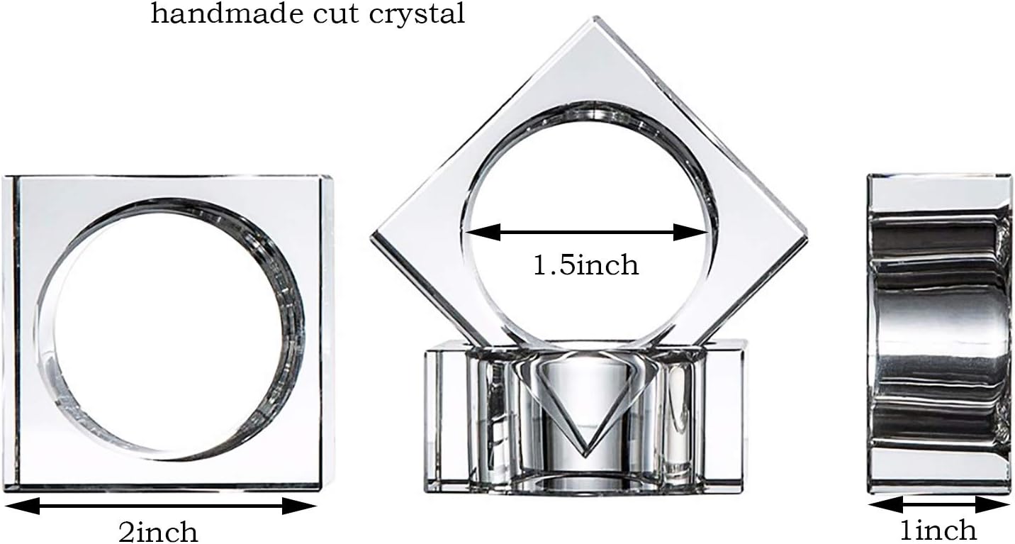 Crystal Napkin Holder Rings Square Design Christmas Decorations for Dinner Set of 12