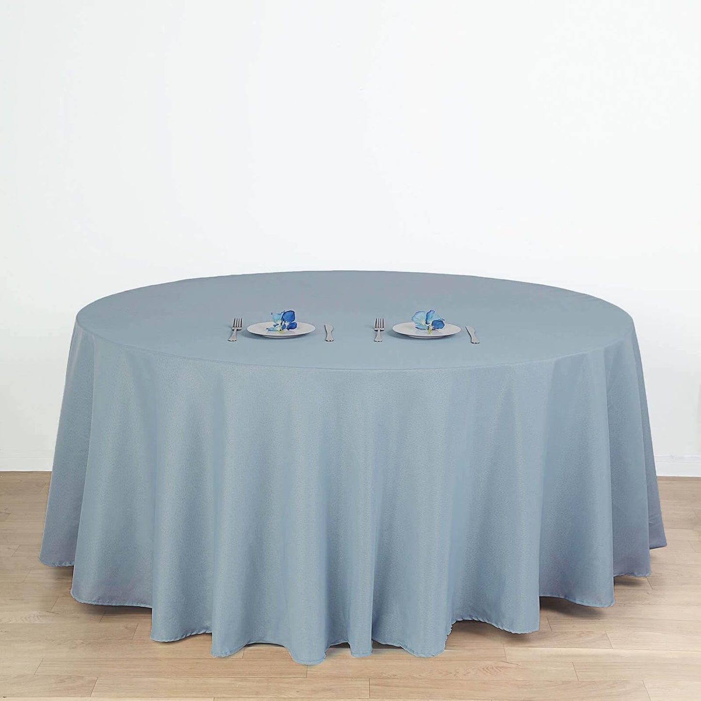 Efavormart Round Tablecloth, 120 Inch Stain & Wrinkle Resistant Washable Table Cloth, Decorative Polyester Fabric Table Cover for Banquet, Wedding, Dining - Dusty Blue