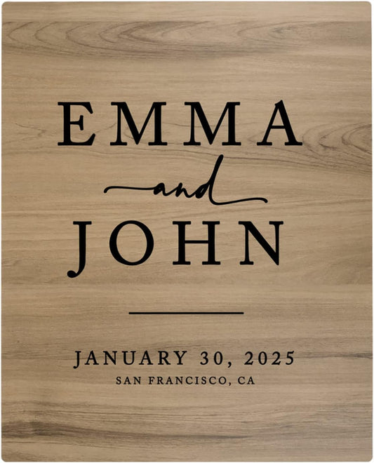Andaz Press Large Wooden Welcome Sign for Wedding Rustic Welcome Sign 16" x 20" Custom Names Date & Location Modern Wedding Signage English Oak MDF Wood Finish Wedding Reception Indoor Outdoor Signs
