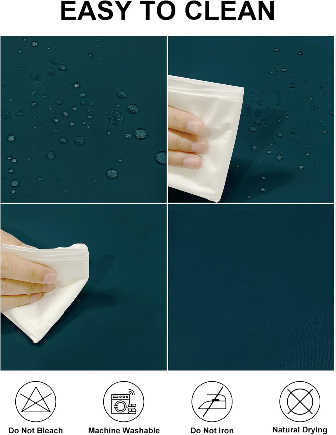 Fokitut 2 Pack Waterproof Rectangle Tablecloth, 90x132 Inch,Stain Resistant and Wrinkle Polyester Table Cloth, Fabric Table Cover for Kitchen Dining, Wedding, Party, Holiday Dinner-Peacock Blue