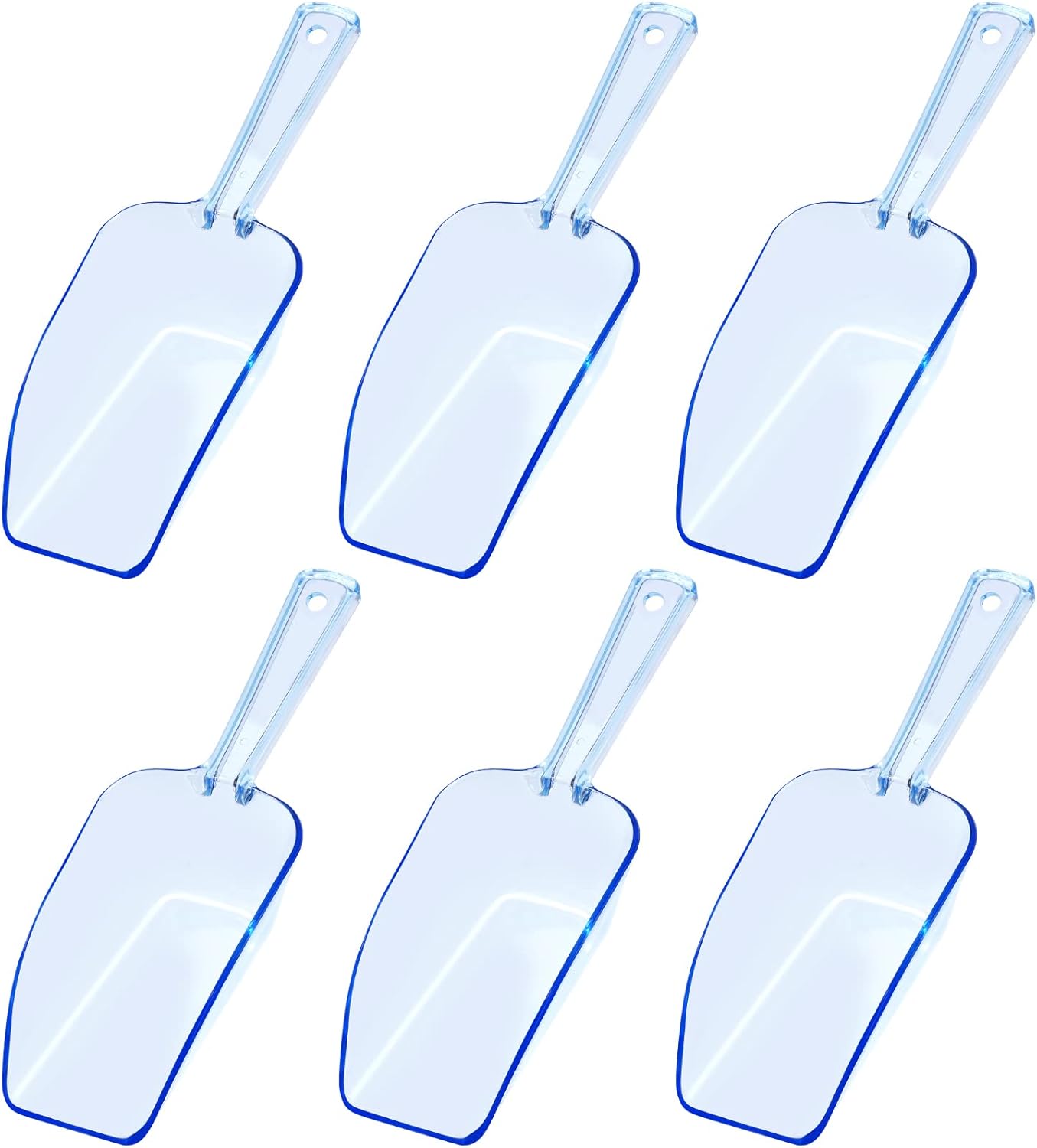 Ice Scoop Candy Buffet Containers Scoopers, Hmxpls Blue Plastic Scoop for Popcorn Cookie Candy Buckets, Podpocket Acrylic Large Scoops for Parties Wedding Bar Jars Freezer Dry Goods （6 Pack 7.5 In ）