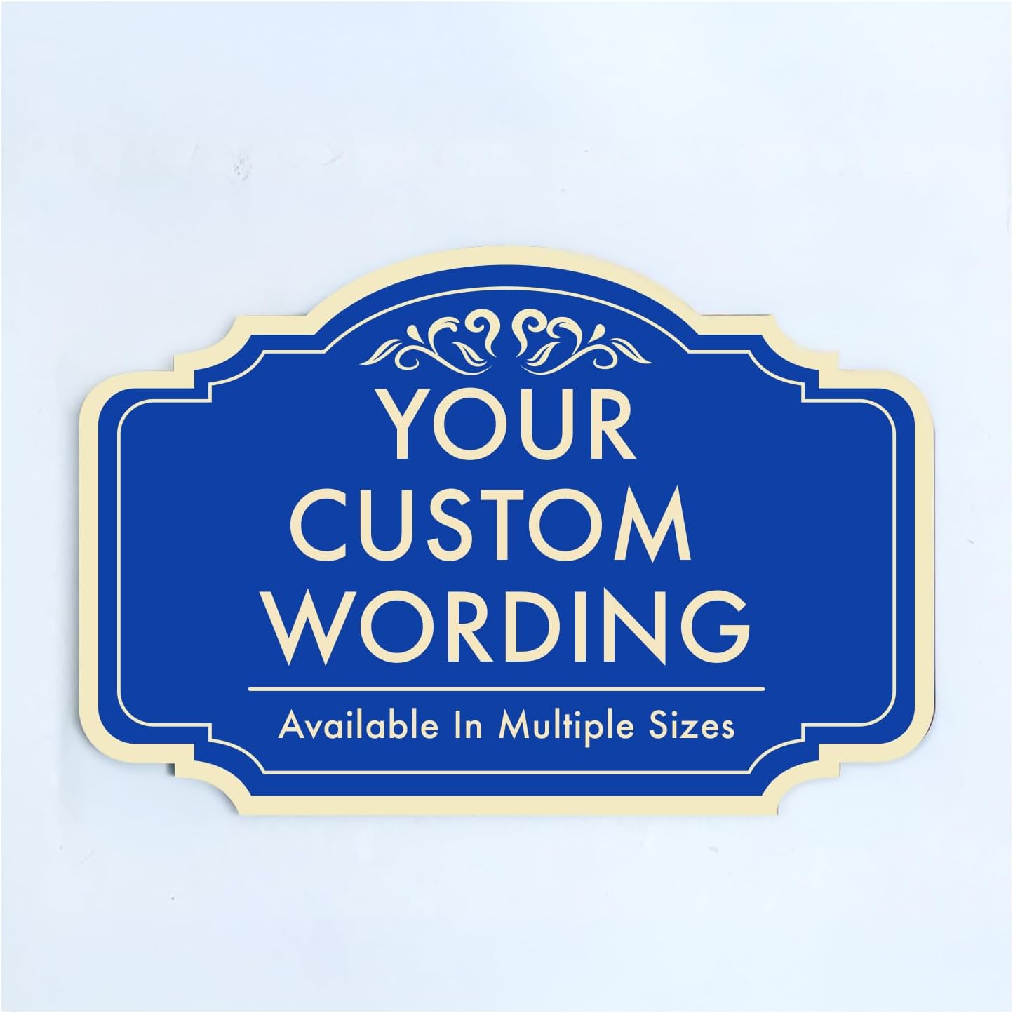 Custom Decorative Outdoor Metal Sign - Personalized Aluminum Driveway Sign, Waterproof, Made In USA - Design 2 Blue Steel 42x28 In