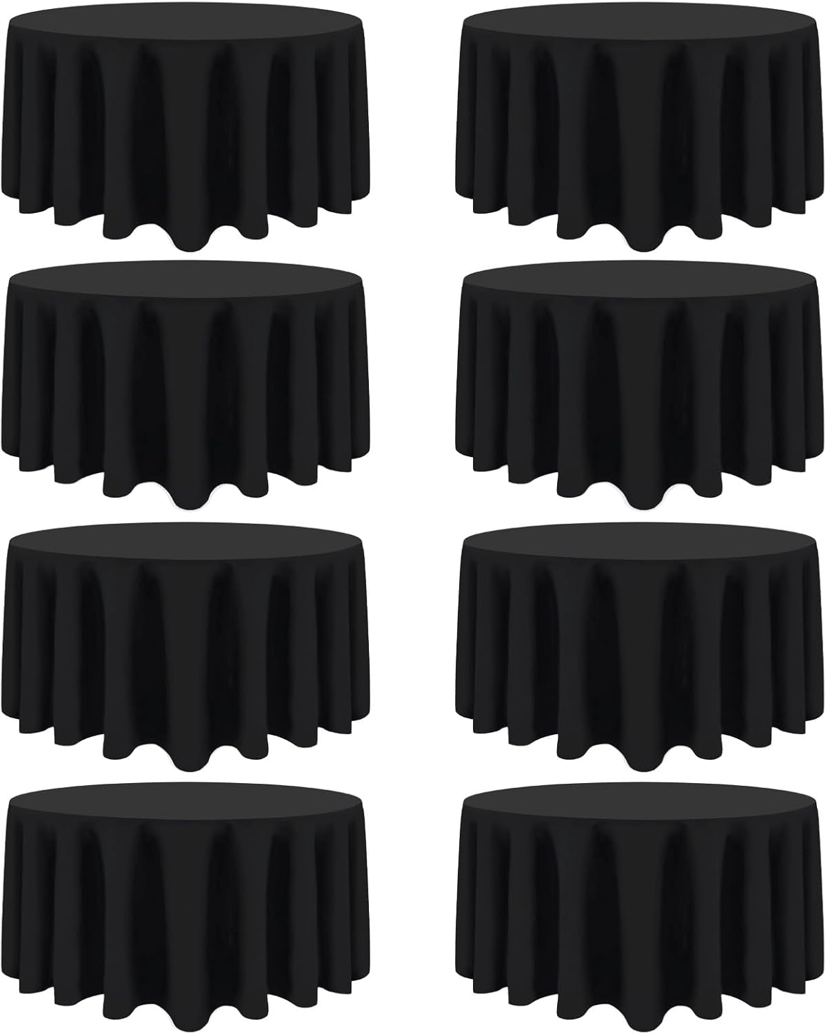 8 Pack Black Round Tablecloth 108 Inch Black Table Cloth Stain and Wrinkle Resistant Round Tablecloths Reusable and Washable Polyester Fabric Table Covers for Buffet Wedding Party and Banquet