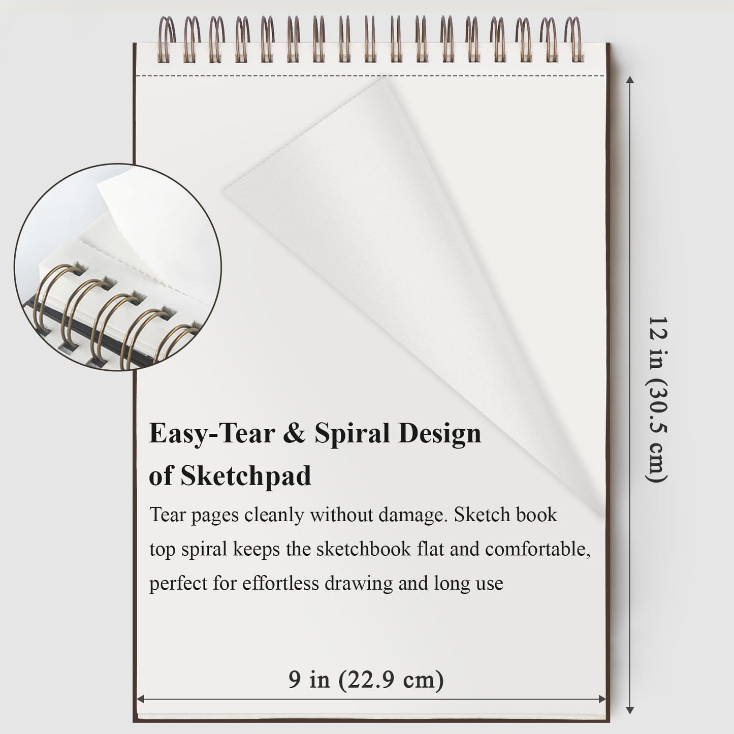 9" x 12" Sketch Book, Top Spiral Bound Sketch Pad, 2 Packs 100 Sheets Each (68lb/100gsm), Acid Free Art Sketchbook Artistic Drawing Painting Writing Paper for Kids Adults Beginners Artists