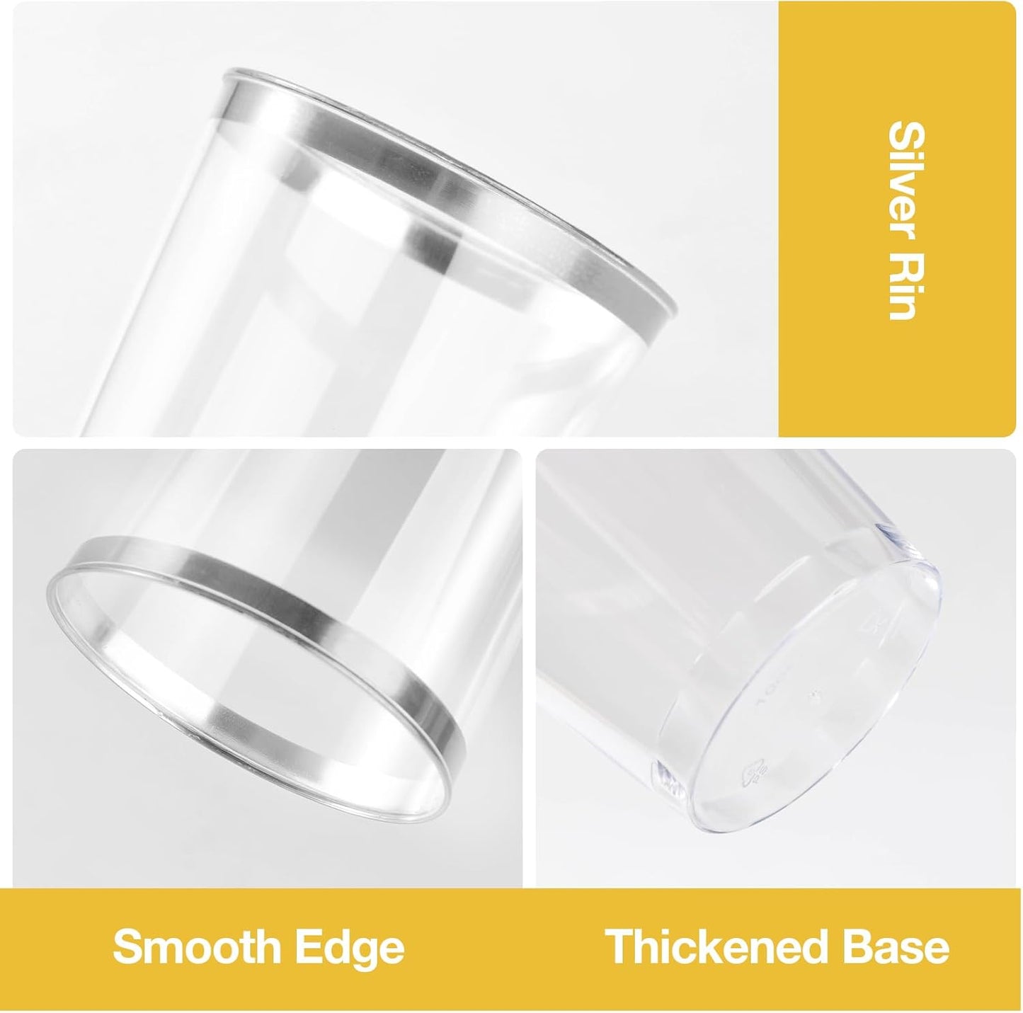 Goodluck 200PCS 14oz Silver Plastic Cups for Party, Disposable Silver Plastic Cups, Cocktail Glasses for Wedding Thanksgiving, Christmas, and Parties