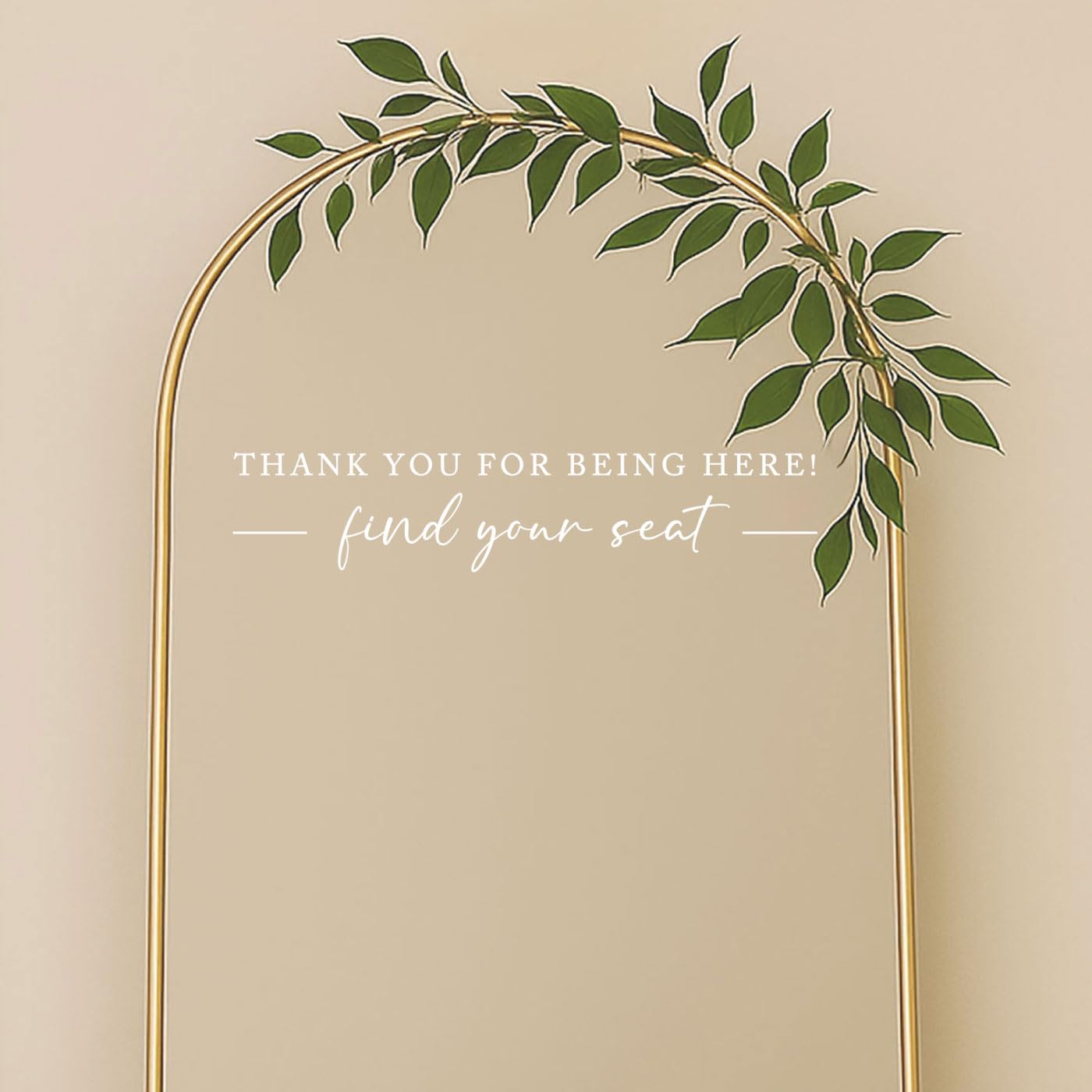 Seating Chart Sign, Wedding Mirror Decal, Thank You for Being Here Find Your Seat, Wedding Seating Chart Header Vinyl Decal, Your Seat Awaits Wedding Sign Decal, Mirror Sticker for Seating (White, Wide 17")