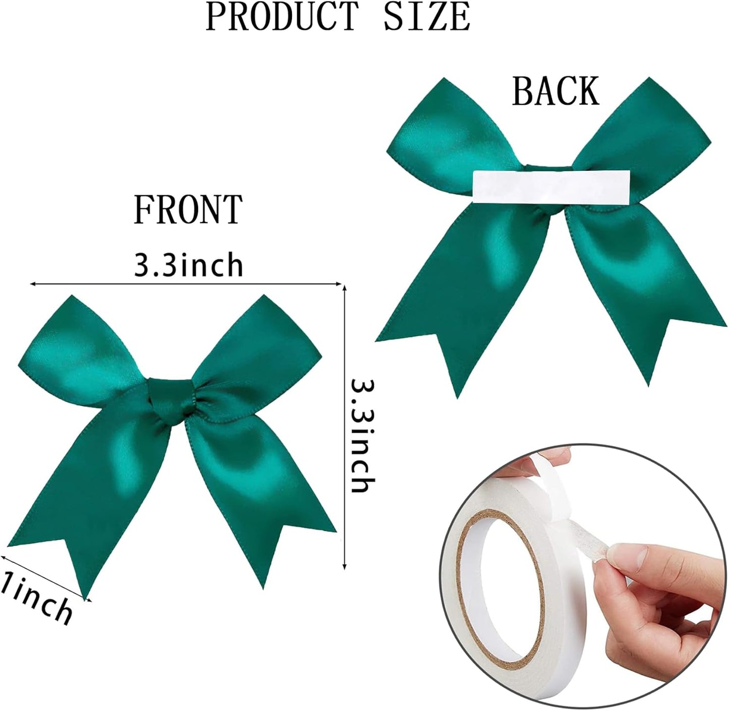 50 Pieces Gift Wrap Bows Premium Satin Ribbon Bows 3.3 Inch Craft Bows for Gift Wrapping DIY Treat Bags Holiday Gifts Bag Party Decorations, Wedding Decor Christmas Birthday Presents (Dark Green)