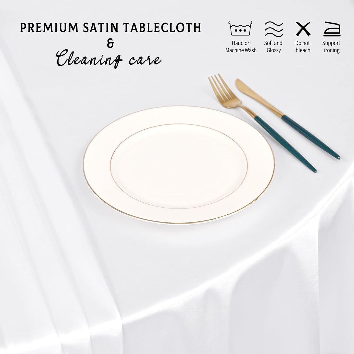 10 Packs Satin Tablecloth 120 Inch White Round Table Cloth Silk Tablecloth Smooth Fabric Overlay Satin Table Cover Decoration for Wedding Party Banquet Events