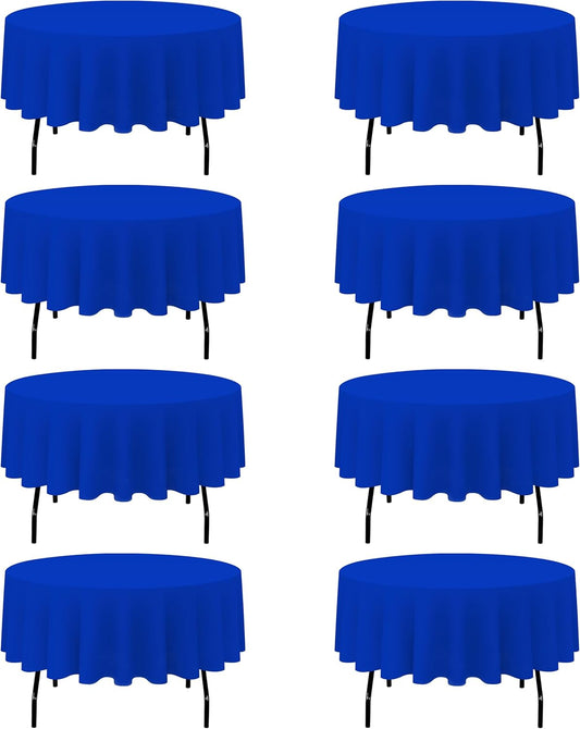 BRILLMAX 8 Pack Royal Blue Round Tablecloths 90 Inch - Circle Bulk Linen Polyester Fabric Washable Table Cloth Cover for Wedding Reception Banquet Birthday Party Buffet Restaurant