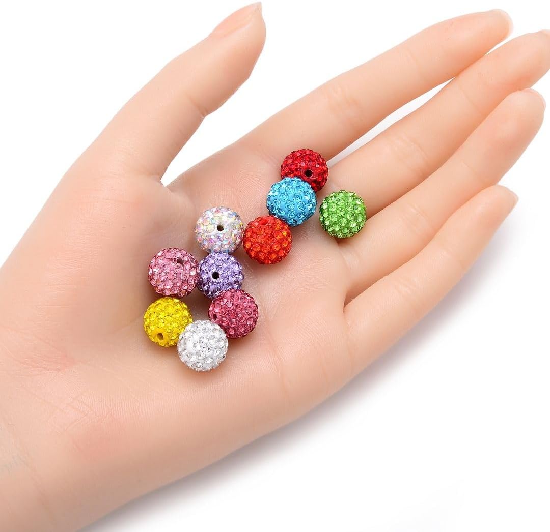 50pcs Adabele Grade A Suncatcher Crystal Rhinestone Pave Loose Beads 12mm Tanzanite Purple Polymer Clay Disco Ball Spacers Compatible with Shamballa All Craft Jewelry Making DB12-26